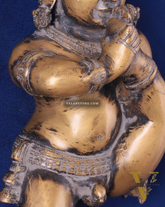 Pure Brass Wall Hanging Baby Krishna Statue - Antique Rustic Finish