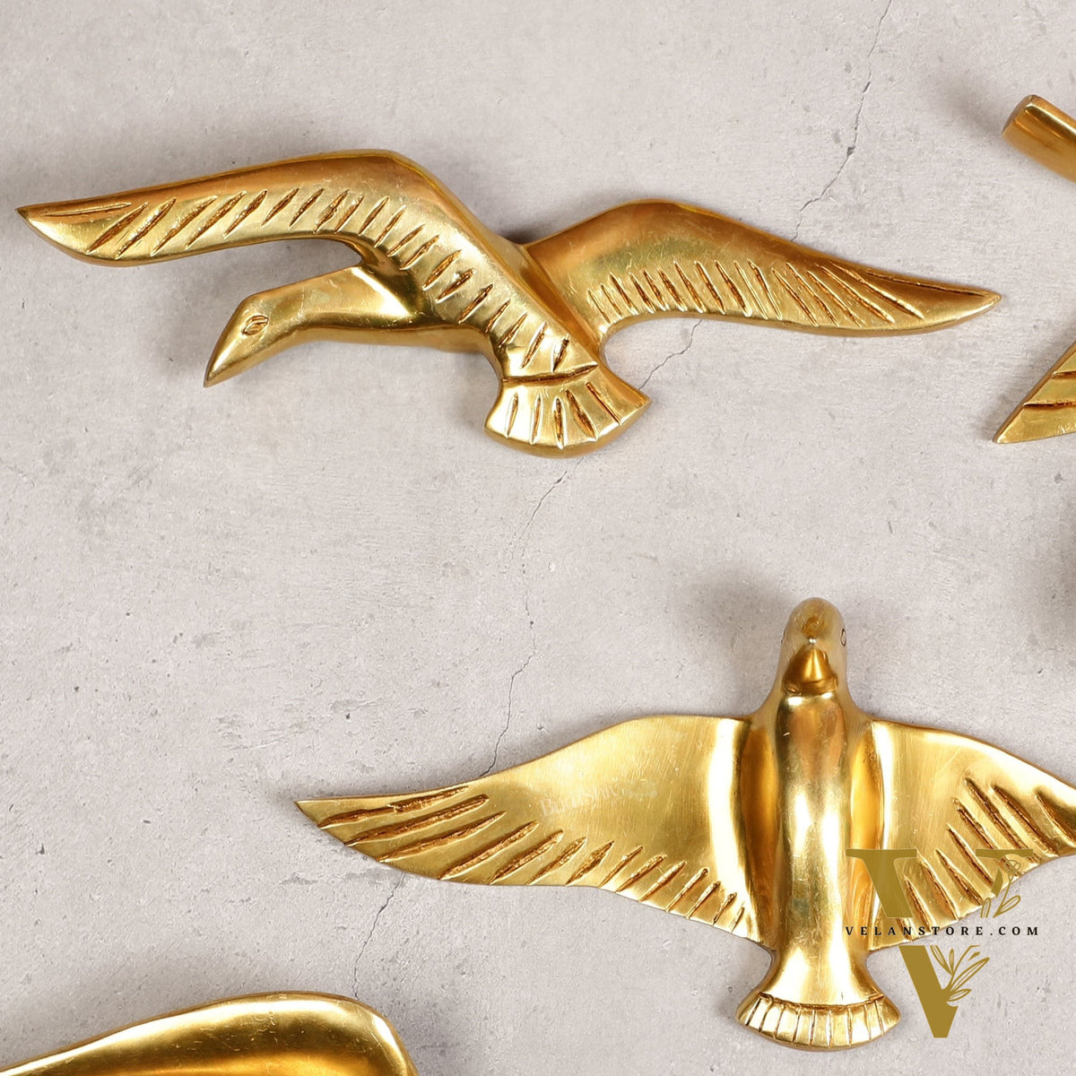 Pure Brass Wall Hanging Birds – Set of 5