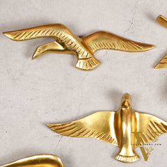 Pure Brass Wall Hanging Birds – Set of 5