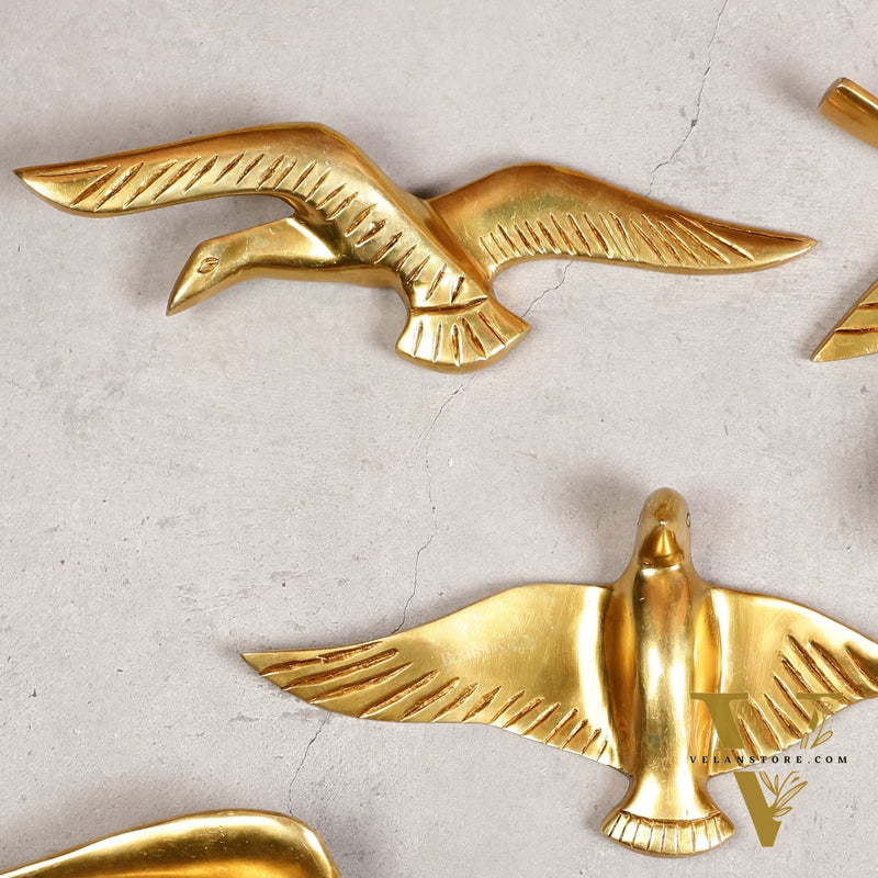 Pure Brass Wall Hanging Birds – Set of 5