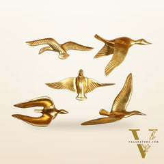 Pure Brass Wall Hanging Birds – Set of 5