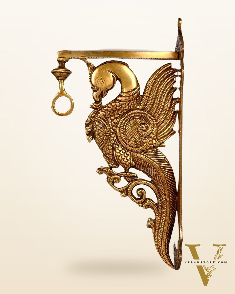 Pure Brass Wall Parrot Hanger for Bells and Lamps | 12 Inch Height | 1.6 KG