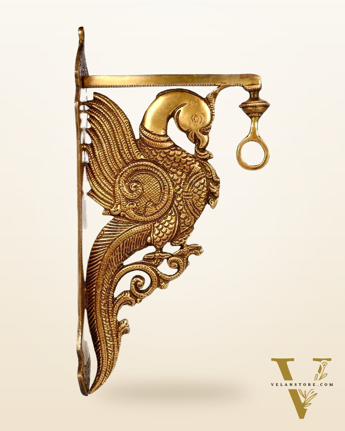 Pure Brass Wall Parrot Hanger for Bells and Lamps | 12 Inch Height | 1.6 KG