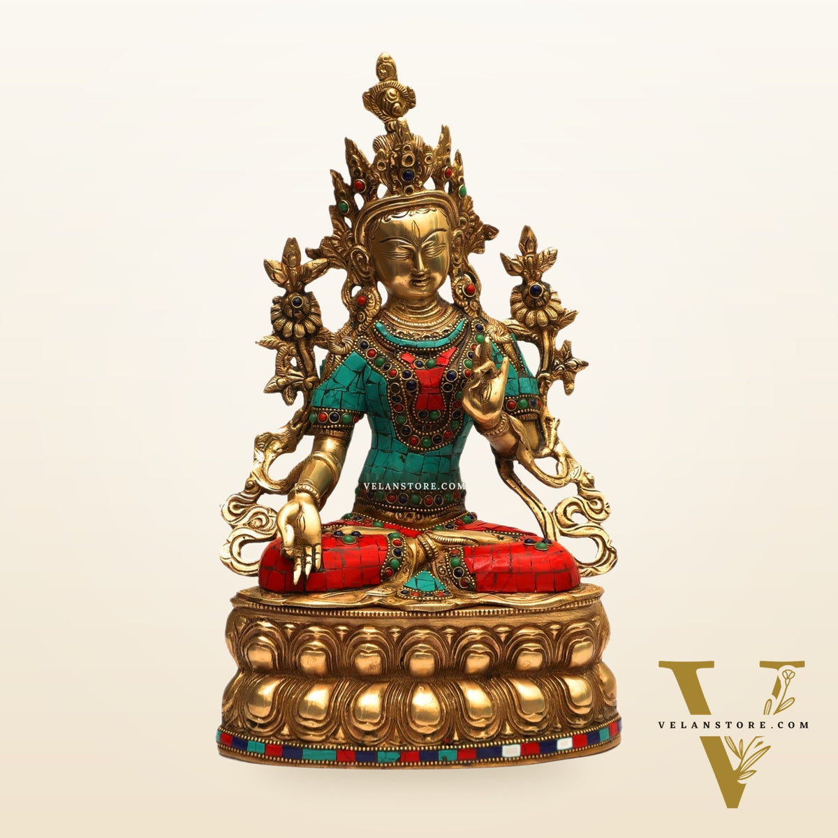 Pure Brass White Tara Statue | 14 inches Height | Symbol of Purity