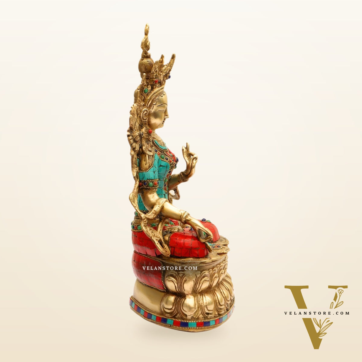 Pure Brass White Tara Statue | 14 inches Height | Symbol of Purity