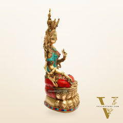 Pure Brass White Tara Statue | 14 inches Height | Symbol of Purity