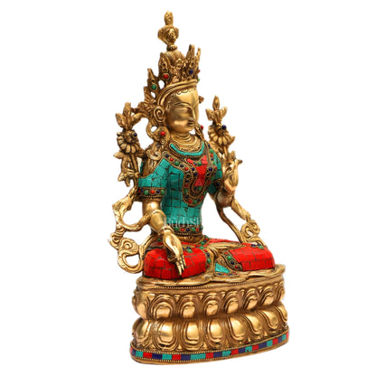 Pure Brass White Tara Statue | 14 inches Height | Symbol of Purity