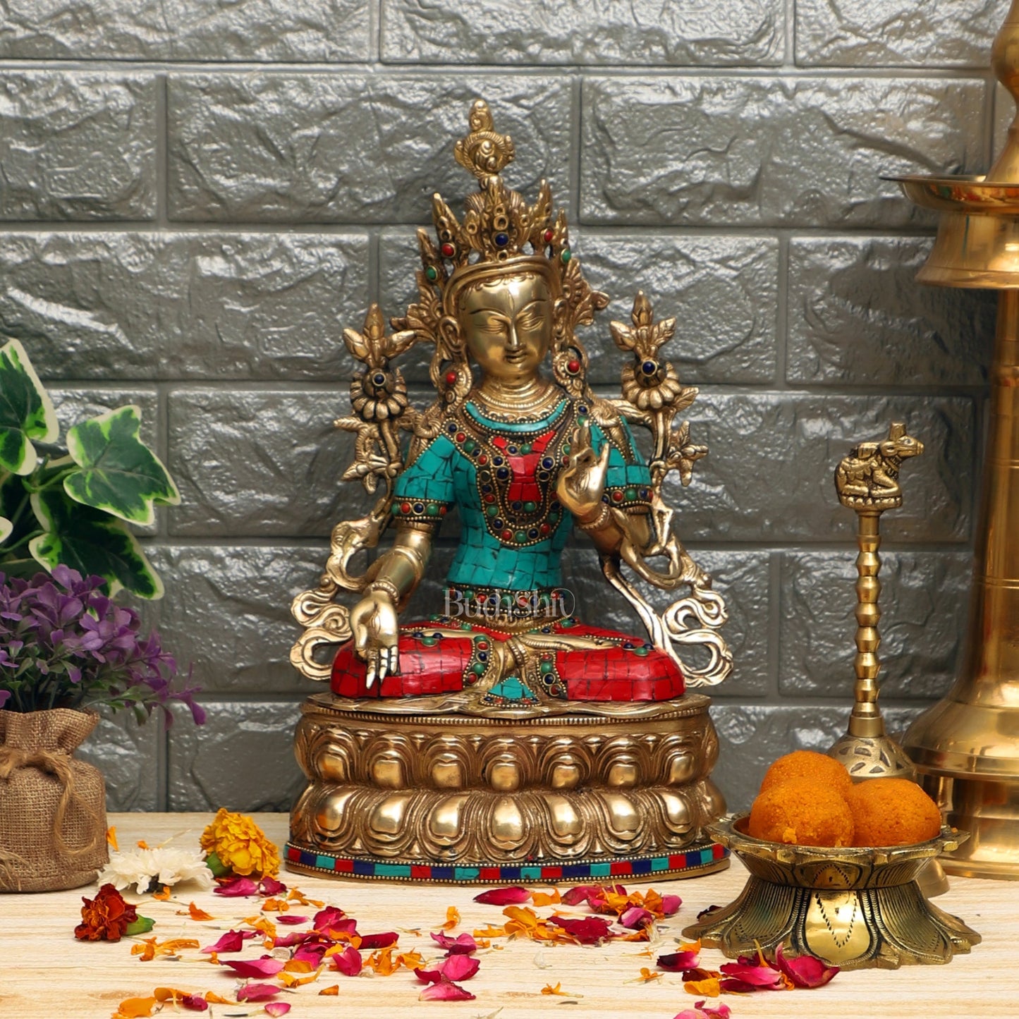 Pure Brass White Tara Statue | 14 inches Height | Symbol of Purity