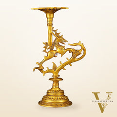 Pure Brass Yali Candle Holder 9"
