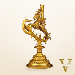 Pure Brass Yali Candle Holder 9"