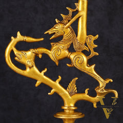 Pure Brass Yali Candle Holder 9"