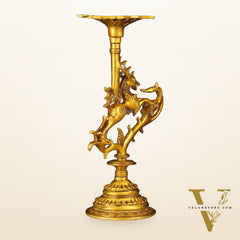 Pure Brass Yali Candle Holder 9"