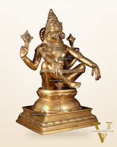 Pure Brass Yog Narasimha Large Sculpture - 19"