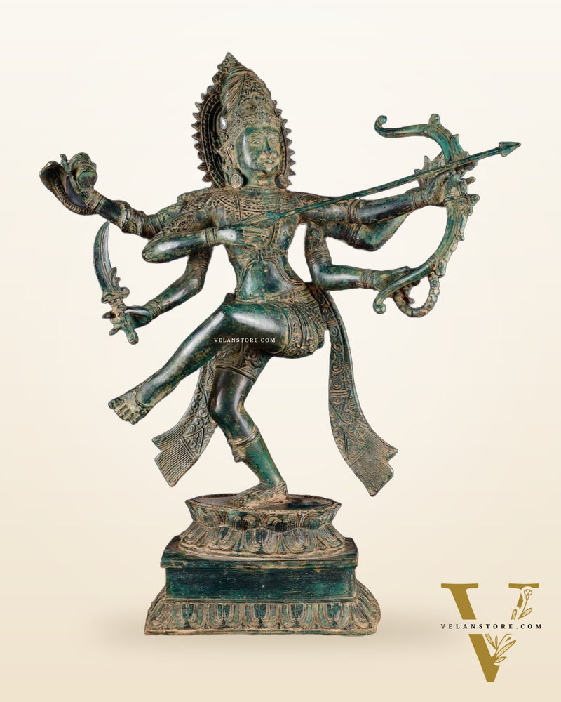 Pure Bronze Arjuna Warrior Sculpture – 19.5"