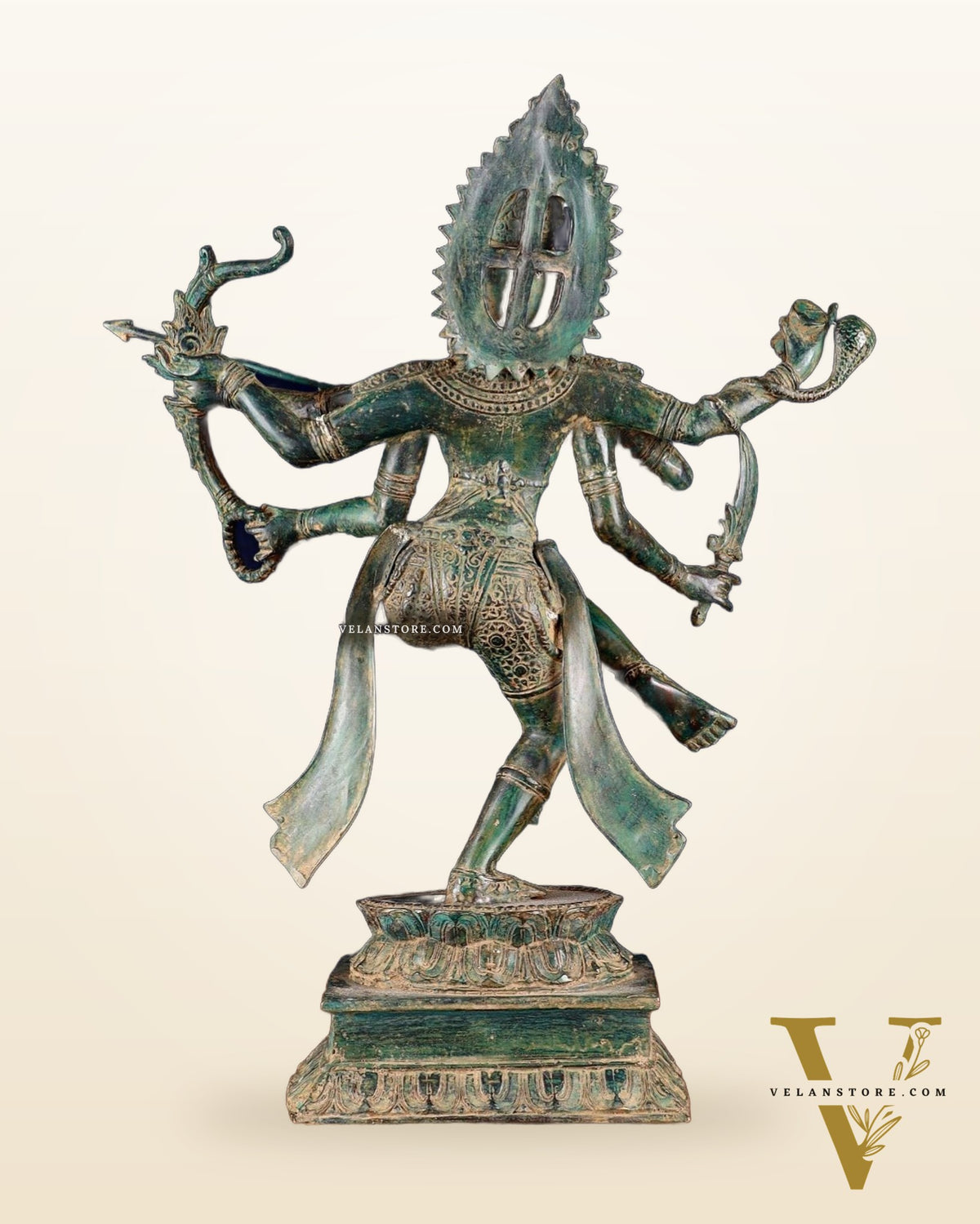 Pure Bronze Arjuna Warrior Sculpture – 19.5"