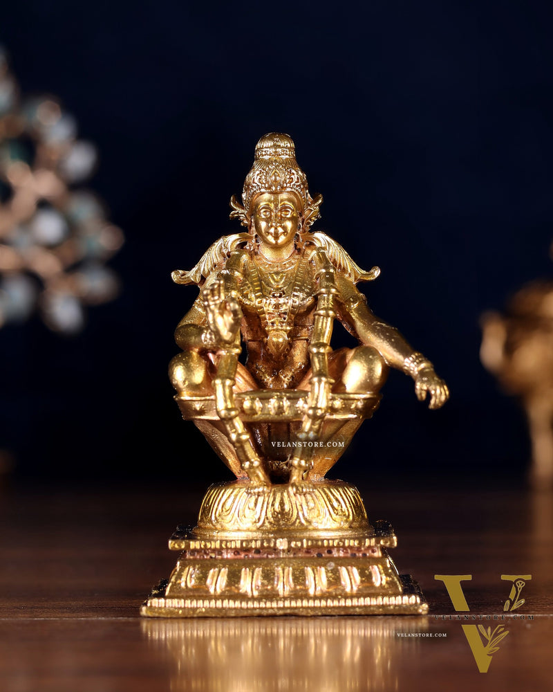 Pure Bronze Ayyappan Swamy Idol | 3" (7.6 cm) Panchaloha Vigraha