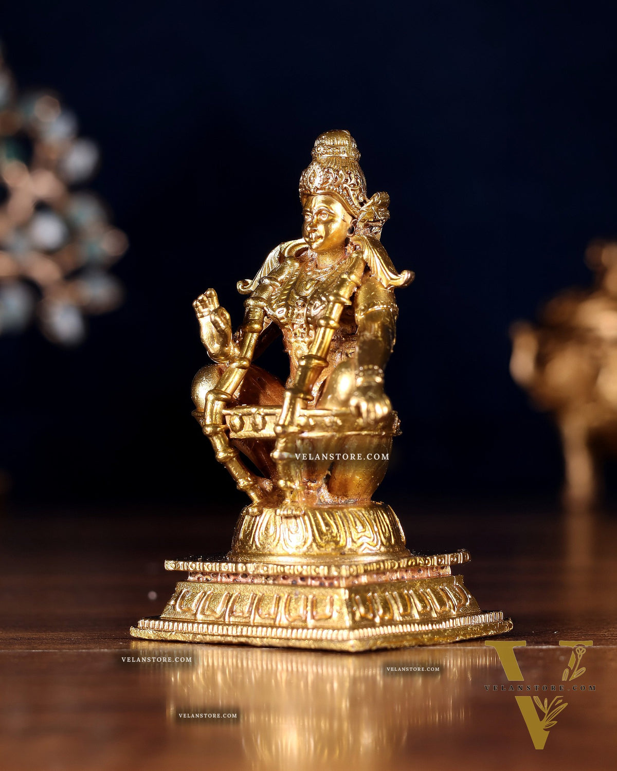 Pure Bronze Ayyappan Swamy Idol | 3" (7.6 cm) Panchaloha Vigraha