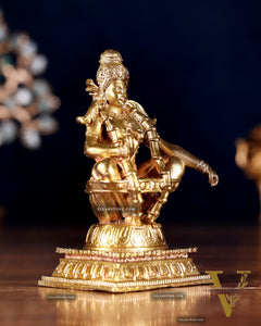 Pure Bronze Ayyappan Swamy Idol | 3" (7.6 cm) Panchaloha Vigraha