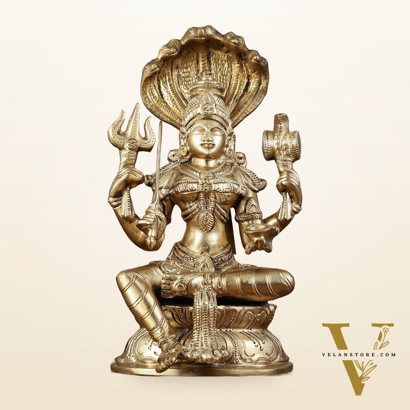 Pure Bronze Karmari Mariamman Statue - 10.5"