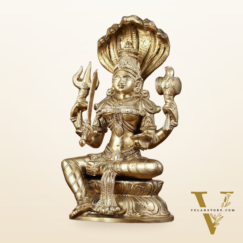 Pure Bronze Karmari Mariamman Statue - 10.5"