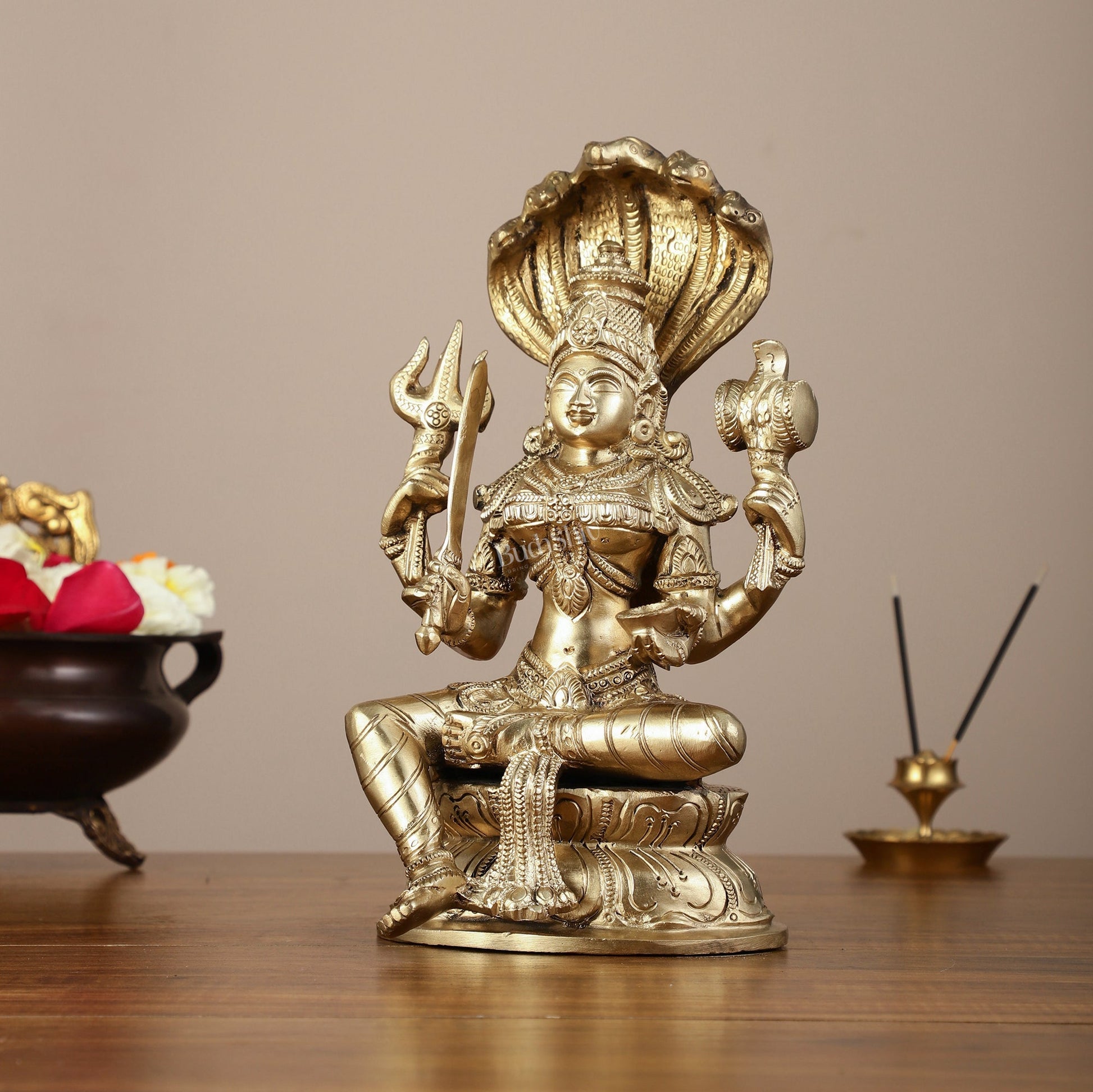 Pure Bronze Karmari Mariamman Statue - 10.5"