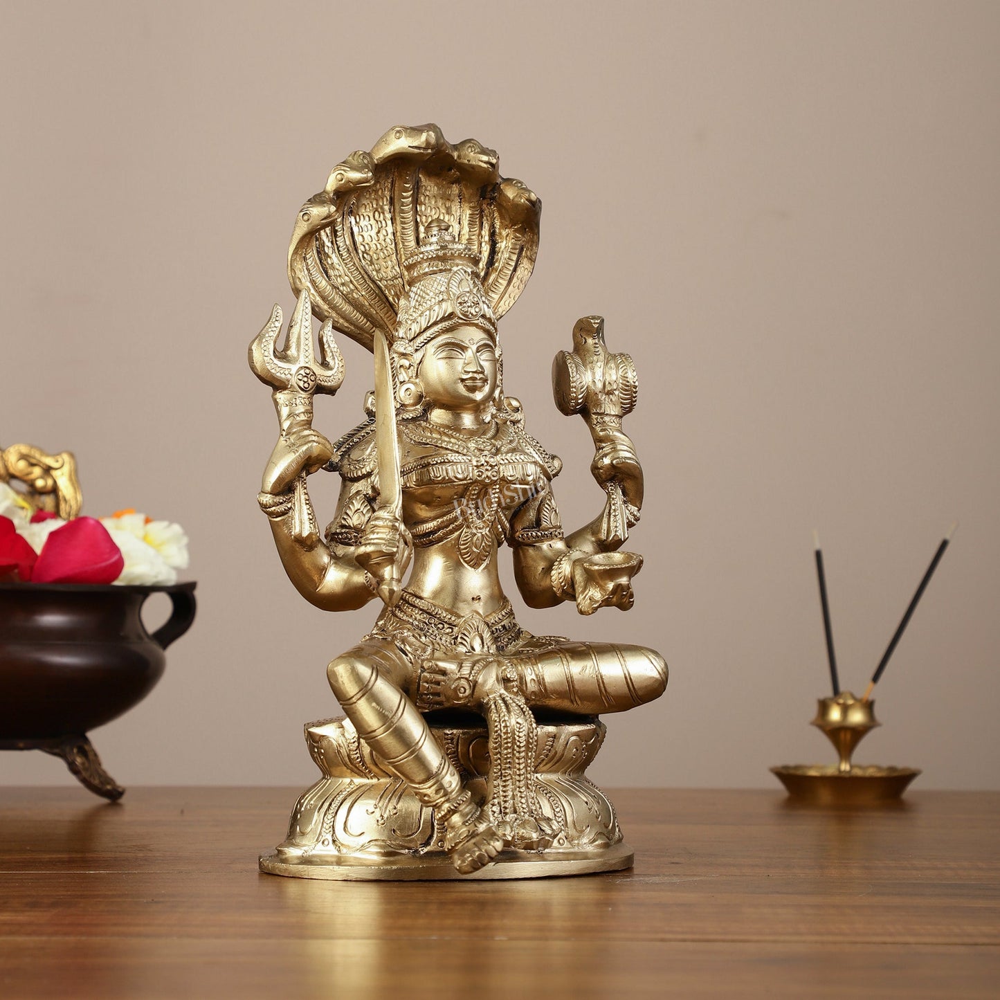 Pure Bronze Karmari Mariamman Statue - 10.5"