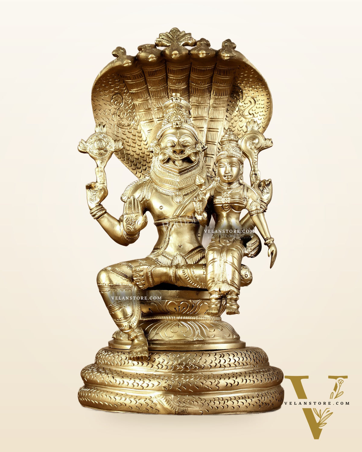 Pure Bronze Lakshmi Narsimha swamy Panchaloha Lost Wax 12 inch