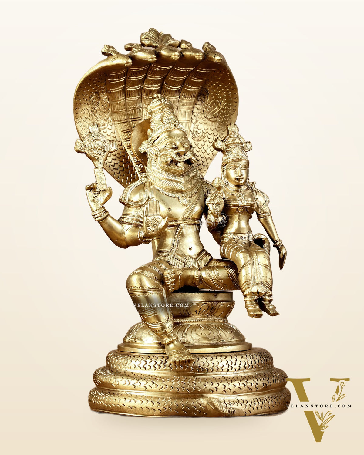 Pure Bronze Lakshmi Narsimha swamy Panchaloha Lost Wax 12 inch