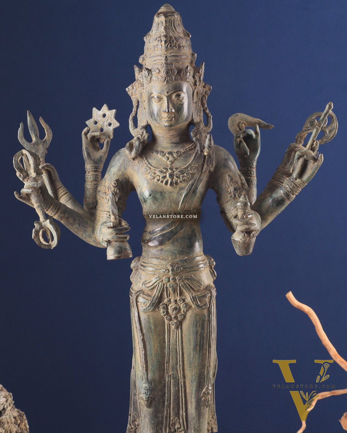 Pure Bronze Lord Brahma Standing Sculpture – 26" Indonesian Craftsmanship