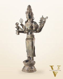 Pure Bronze Lord Brahma Standing Sculpture – 26" Indonesian Craftsmanship