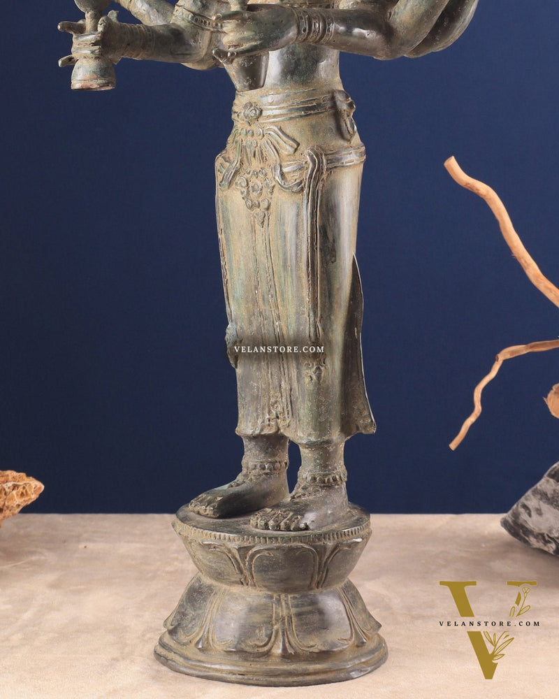 Pure Bronze Lord Brahma Standing Sculpture – 26" Indonesian Craftsmanship