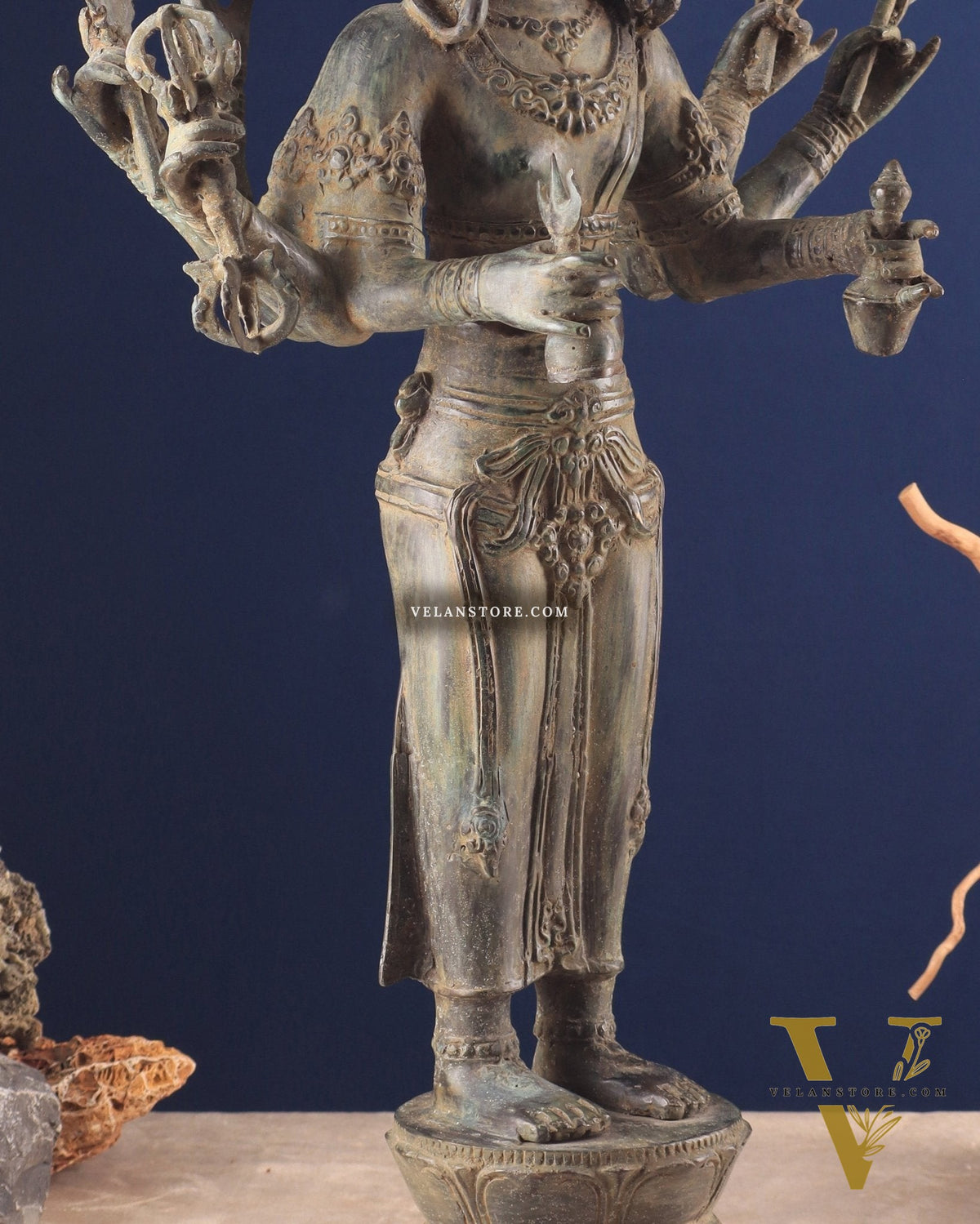 Pure Bronze Lord Brahma Standing Sculpture – 26" Indonesian Craftsmanship