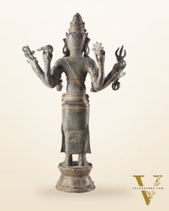 Pure Bronze Lord Brahma Standing Sculpture – 26" Indonesian Craftsmanship