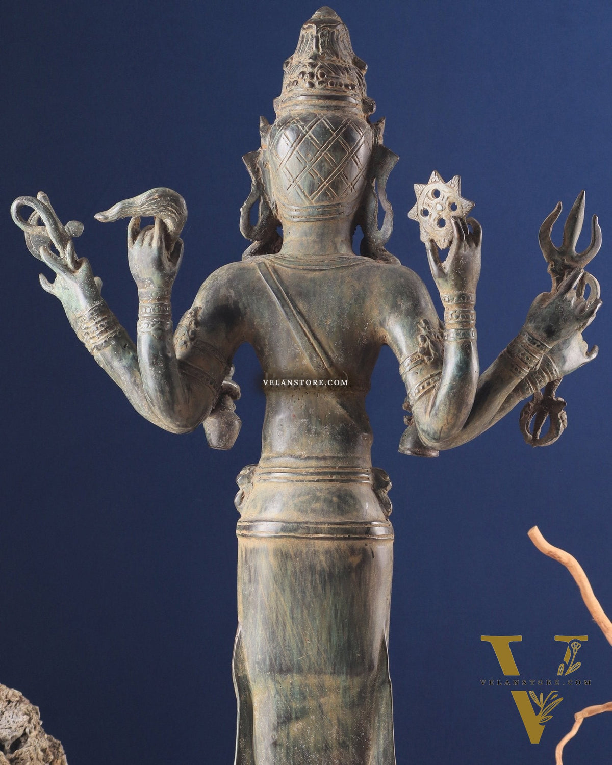 Pure Bronze Lord Brahma Standing Sculpture – 26" Indonesian Craftsmanship