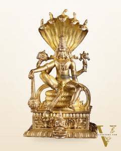 Pure Bronze Lord Vishnu Idol Under Sheshnaag | 3.5" Panchaloha idol