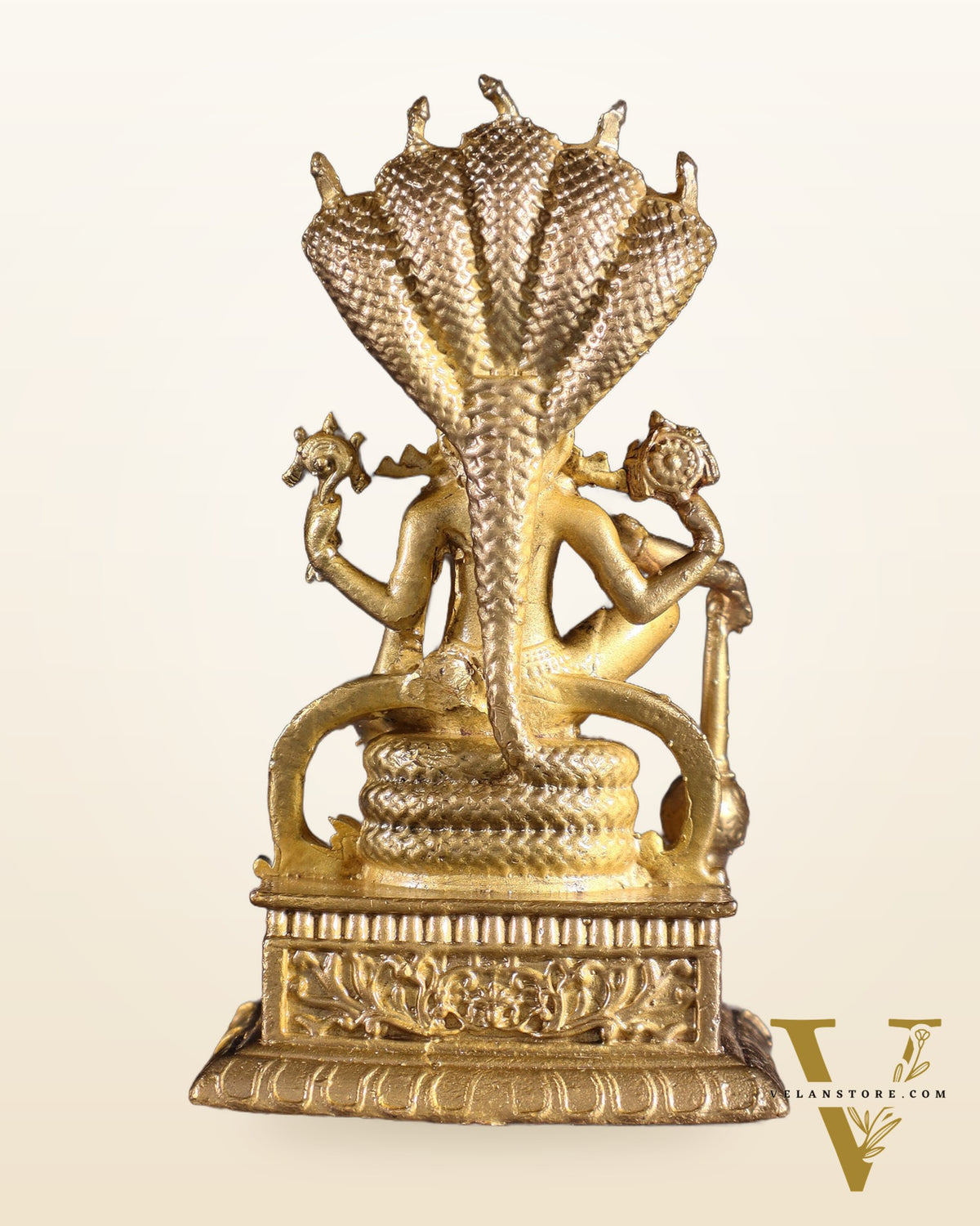 Pure Bronze Lord Vishnu Idol Under Sheshnaag | 3.5" Panchaloha idol