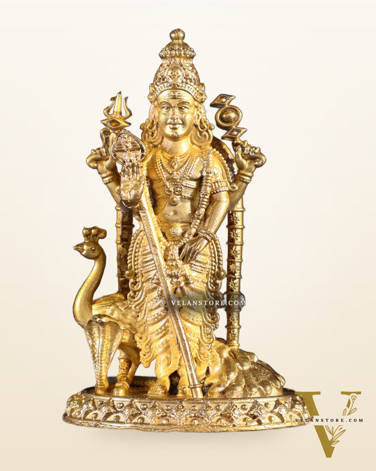 Pure Bronze Murugan with Peacock Idol | 3.5" (8.9 cm) Panchaloha Statue