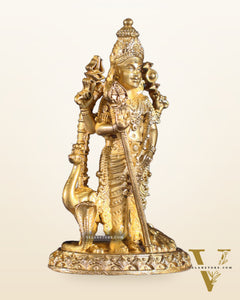 Pure Bronze Murugan with Peacock Idol | 3.5" (8.9 cm) Panchaloha Statue