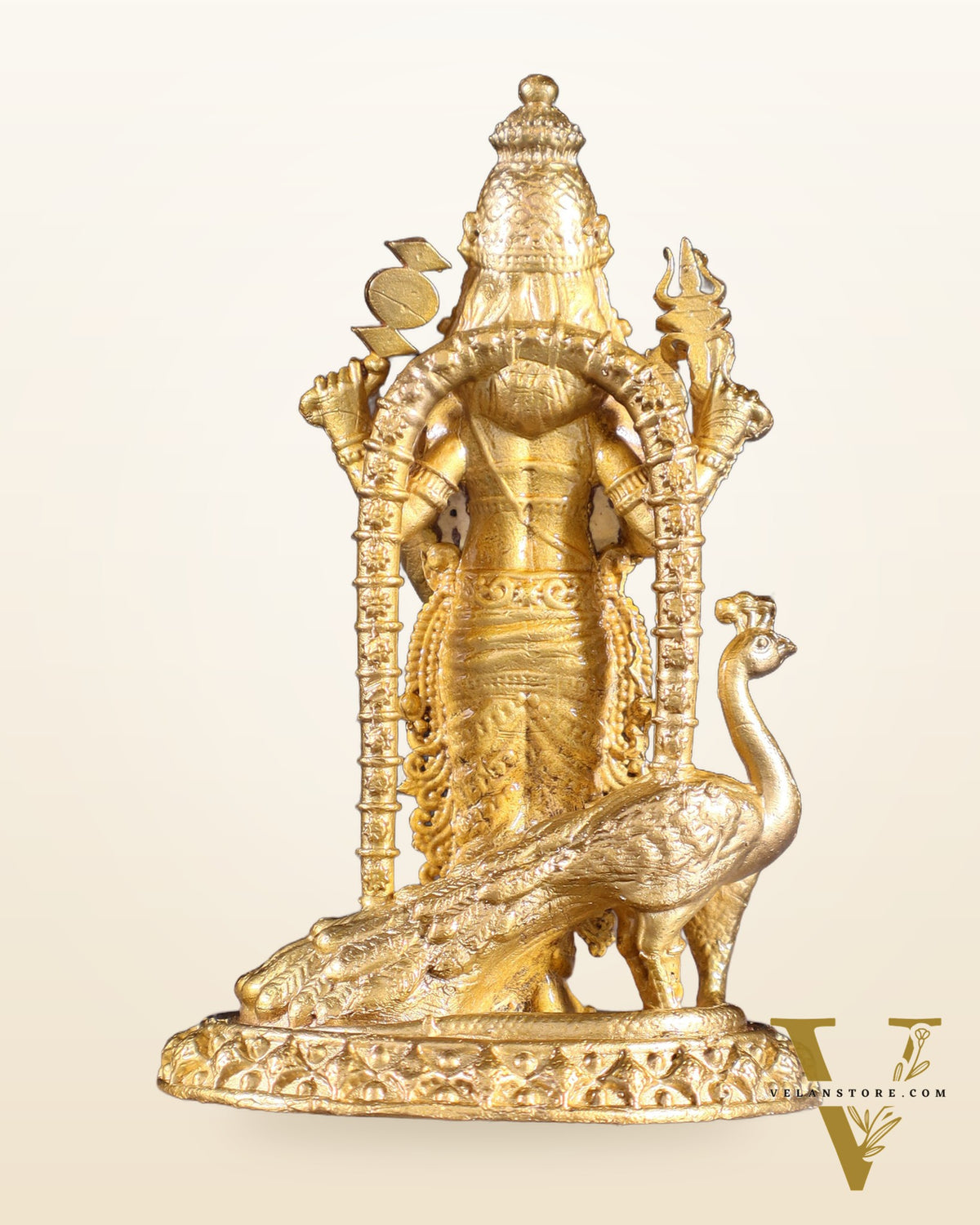 Pure Bronze Murugan with Peacock Idol | 3.5" (8.9 cm) Panchaloha Statue