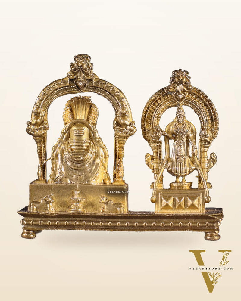 Pure Bronze Panchaloha Arunachaleswarar & Unnamalai Amman Idol Set – 2.5"