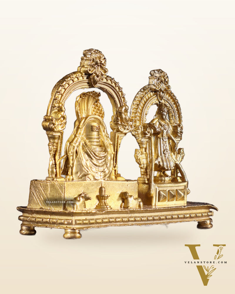 Pure Bronze Panchaloha Arunachaleswarar & Unnamalai Amman Idol Set – 2.5"