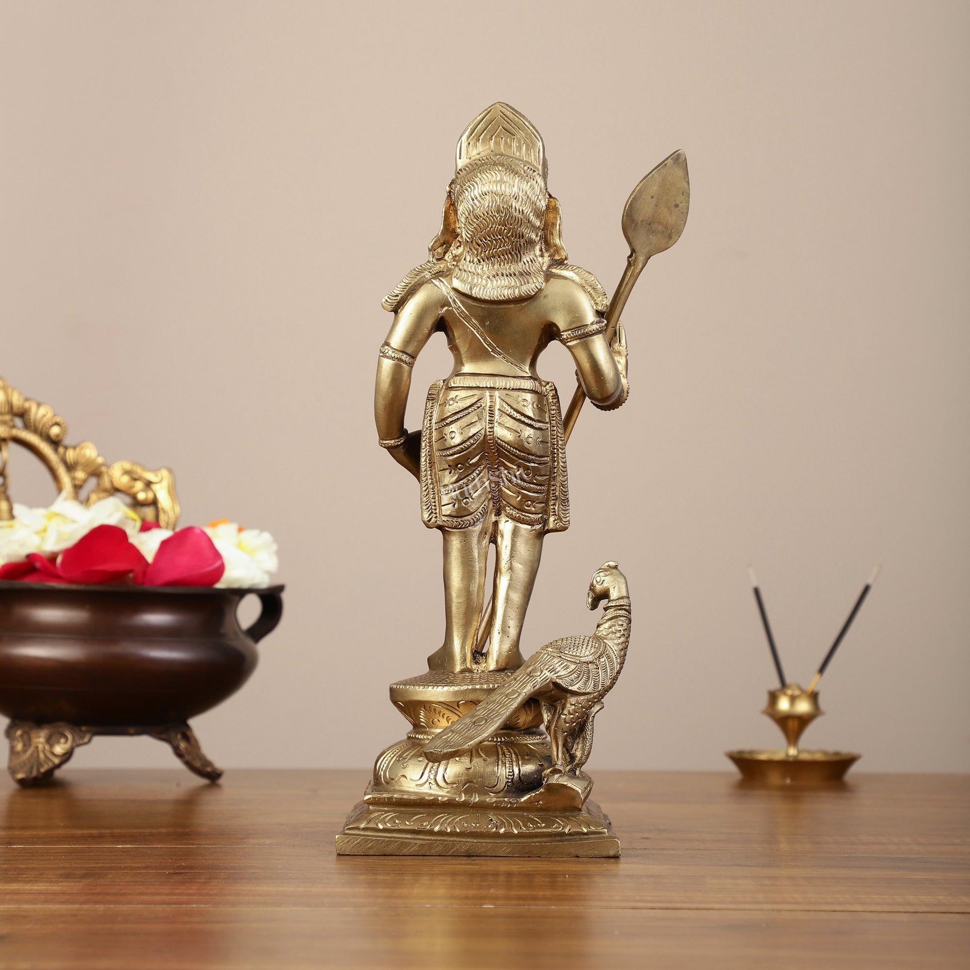 Pure Bronze Panchaloha Kartikeya Murugan Kumara Swamy Statue - 12" Height