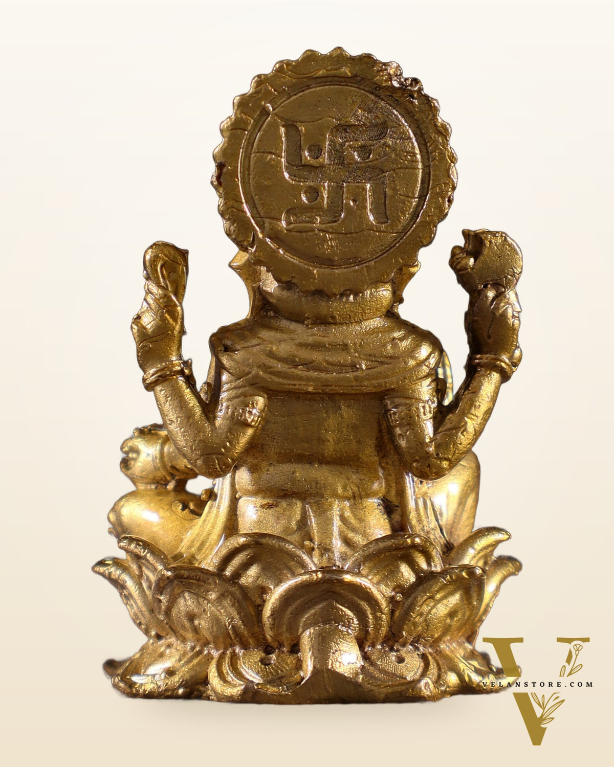 Pure Bronze Panchaloha Miniature Lord Ganesha on Lotus – 1.5"