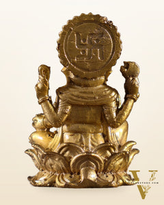 Pure Bronze Panchaloha Miniature Lord Ganesha on Lotus – 1.5"