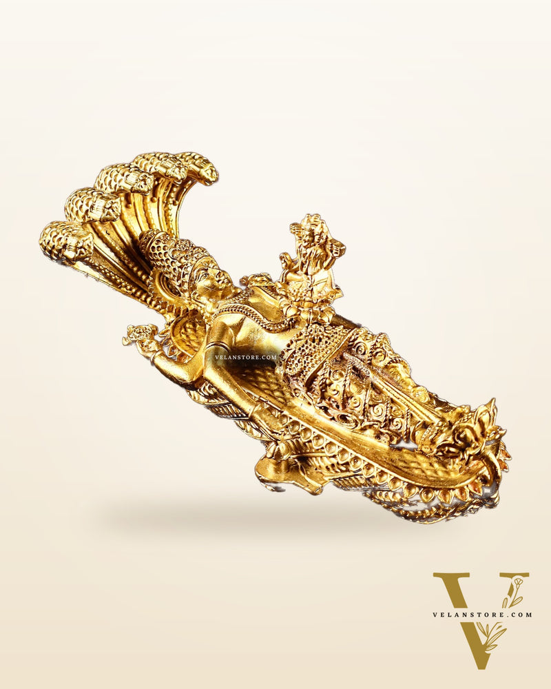 Pure Bronze Panchaloha Padmanabhaswamy Idol – Vishnu Resting on Sheshanaag