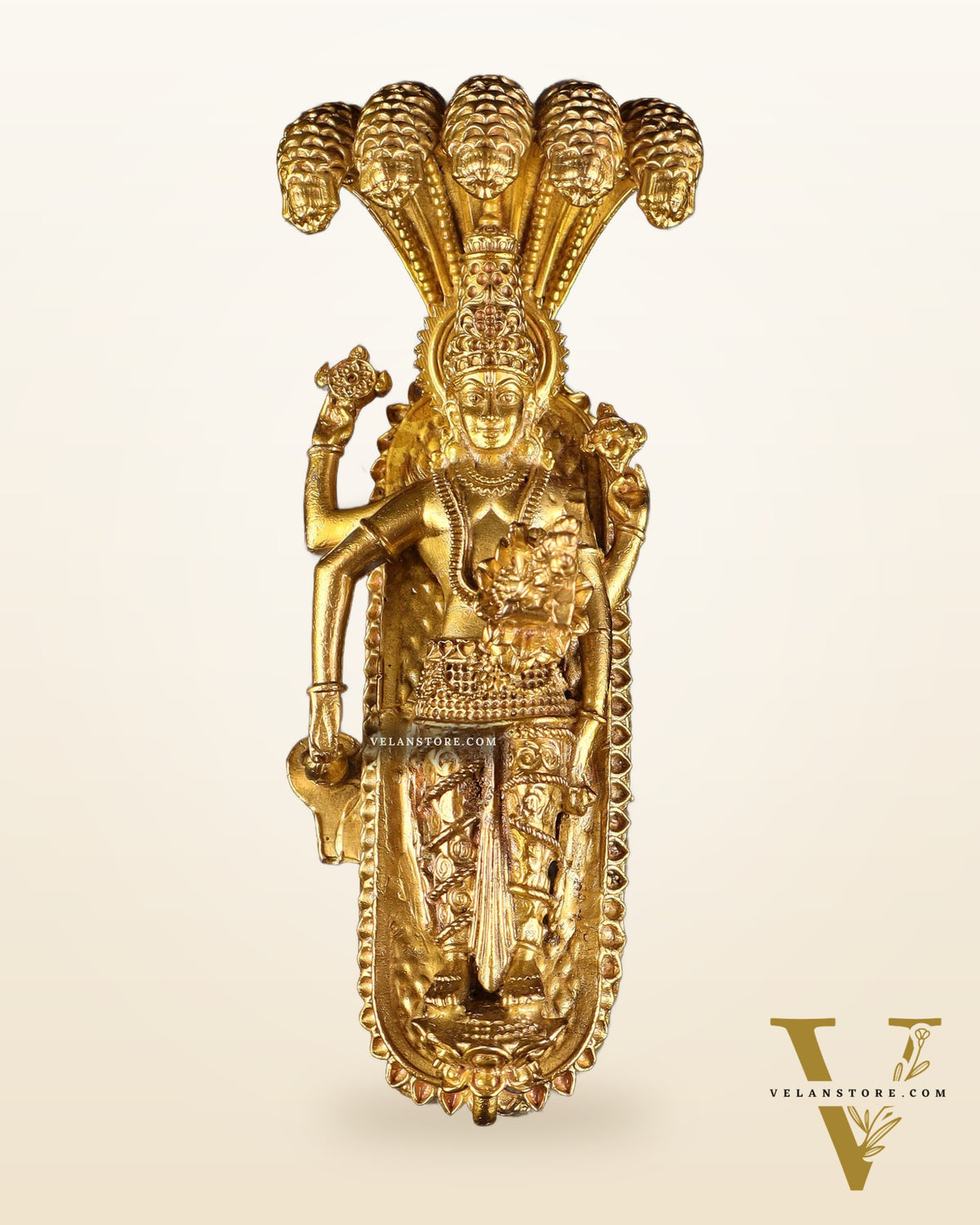 Pure Bronze Panchaloha Padmanabhaswamy Idol – Vishnu Resting on Sheshanaag