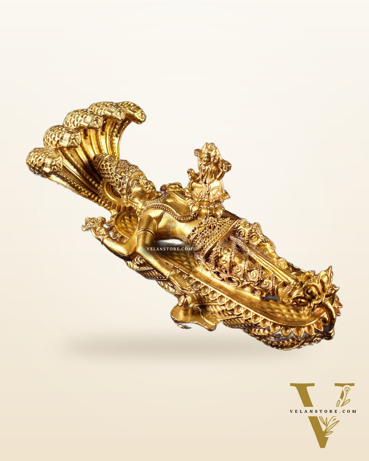 Pure Bronze Panchaloha Padmanabhaswamy Idol – Vishnu Resting on Sheshanaag