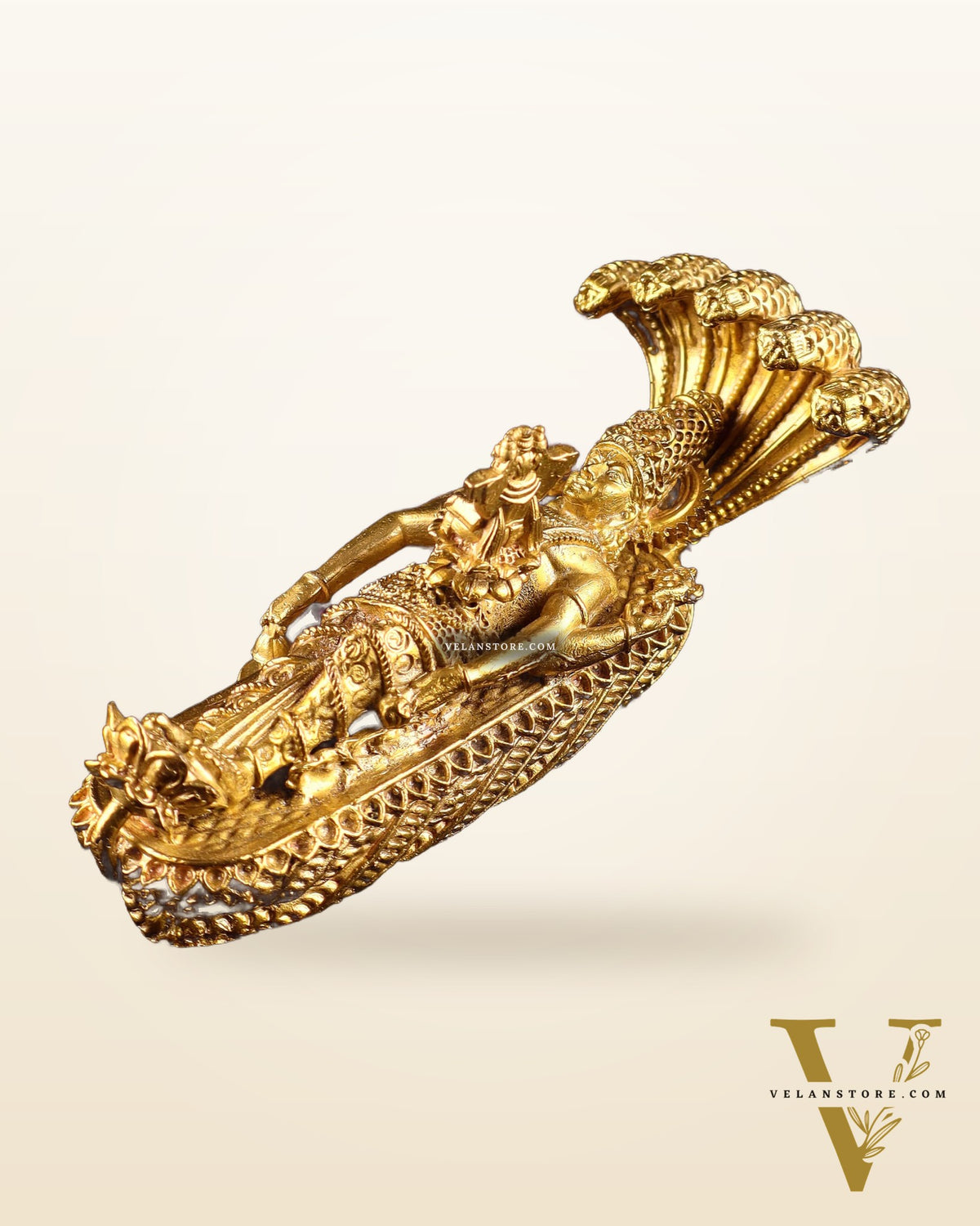 Pure Bronze Panchaloha Padmanabhaswamy Idol – Vishnu Resting on Sheshanaag