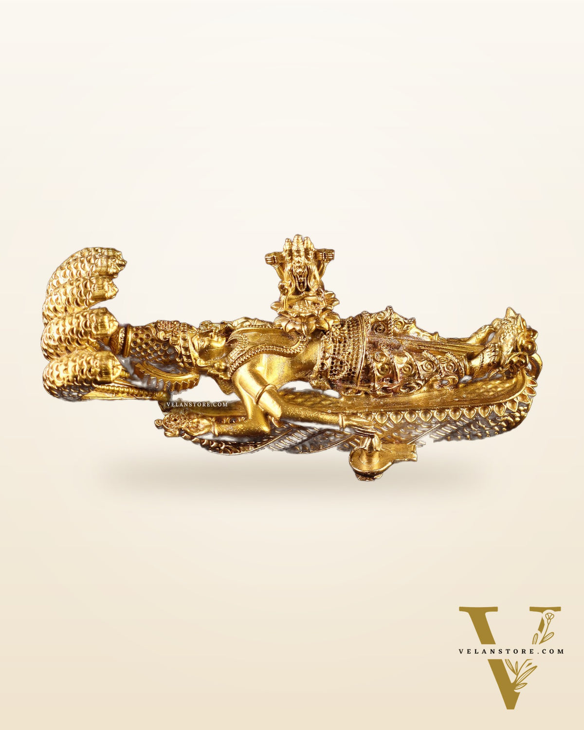 Pure Bronze Panchaloha Padmanabhaswamy Idol – Vishnu Resting on Sheshanaag