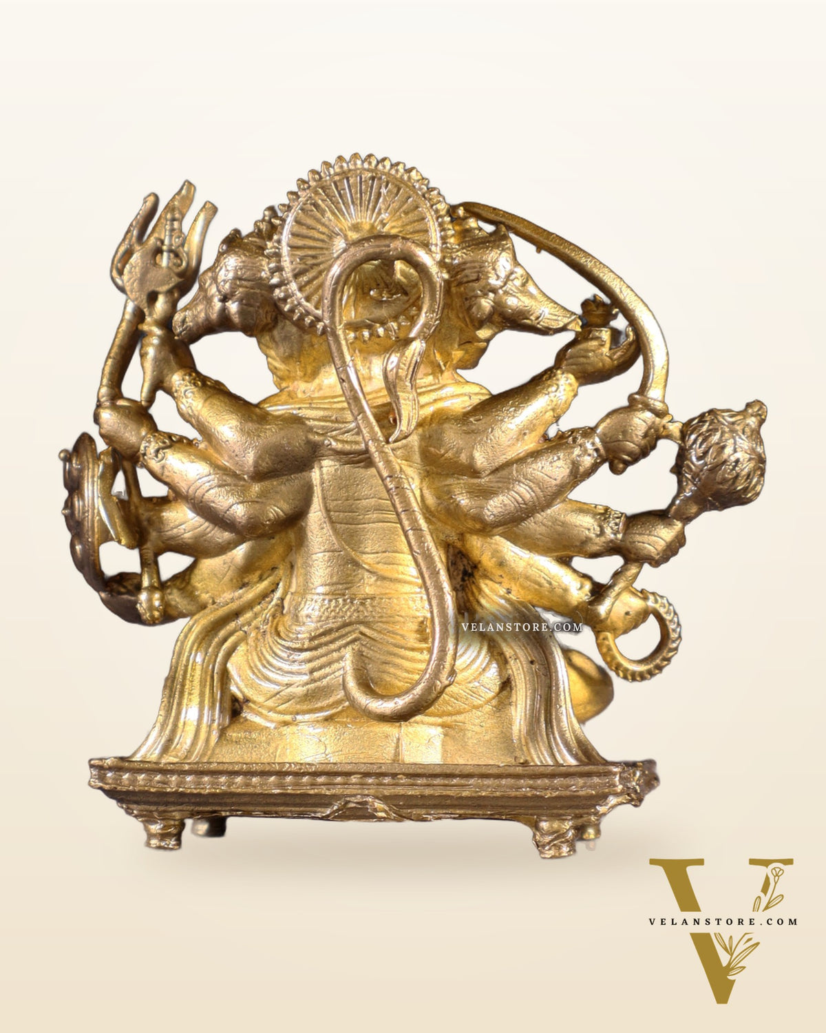 Pure Bronze Panchaloha Panchmukhi Hanuman Idol with Crossed Legs – 2.5"